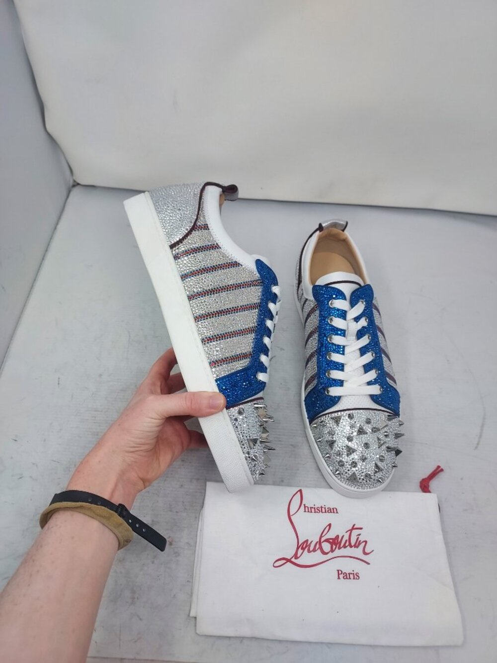 Christian Louboutin MENS Junior Spike Jewel Low Top Sneaker